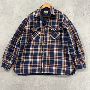 Vintage Sears Flannel Shacket Mens XL Quilted Button Up Plaid Western Cowboy 90s
